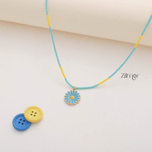 Daisy Flower Seed Beaded Choker Necklace for Kids