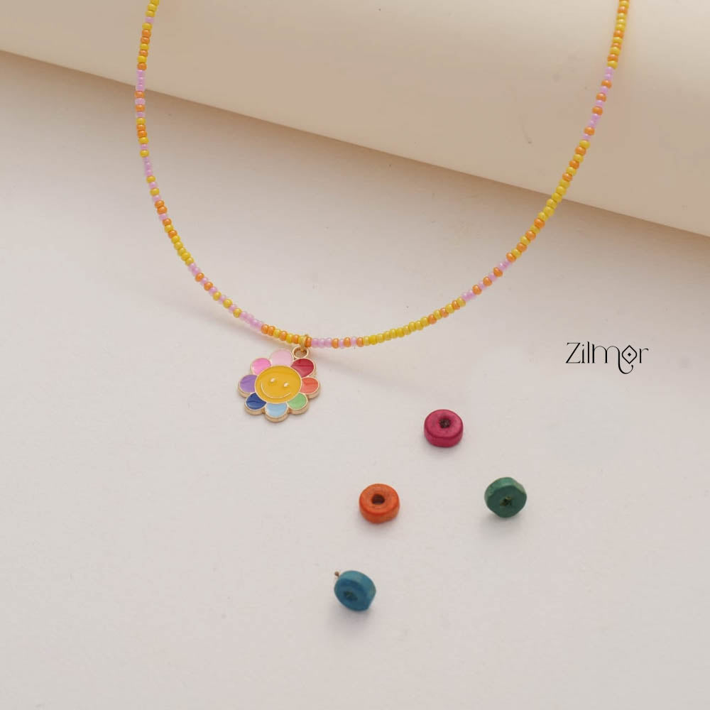 Daisy Flower & Seed Beaded Choker Necklace for Kids