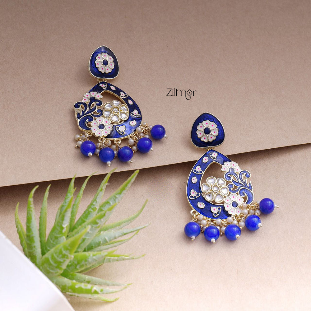 Marva - Kundan Meenakari Chandbali Earrings