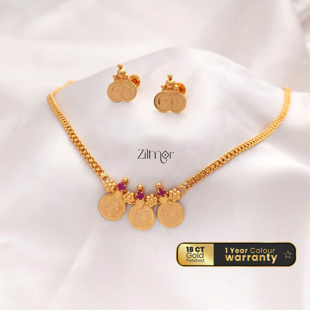 Gold tone small Kaashu chain with Matching Earrings