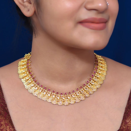 Lakshmi coin Short Necklace