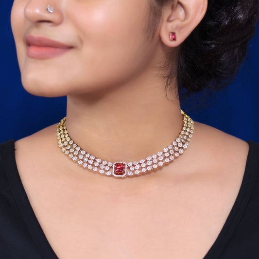 BH101072 - Premium Antique Necklace with 5 Interchangable stones Earring Set