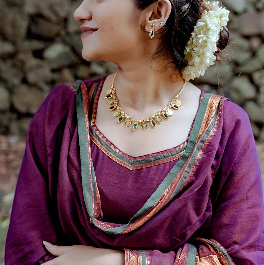 PP101638 - Gold tone Lakhmi coin & Nagapadam Necklace with Earrings set