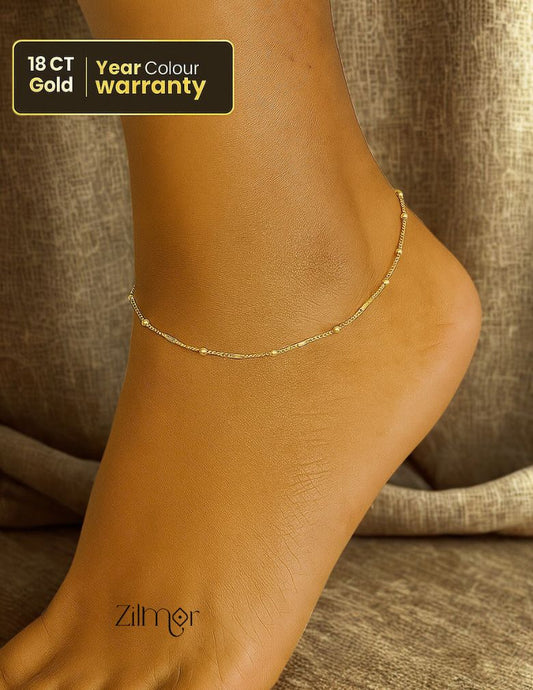 KT1011748- Anti-Tarnish Gold Plated Simple pair Anklet 1-Zilmor