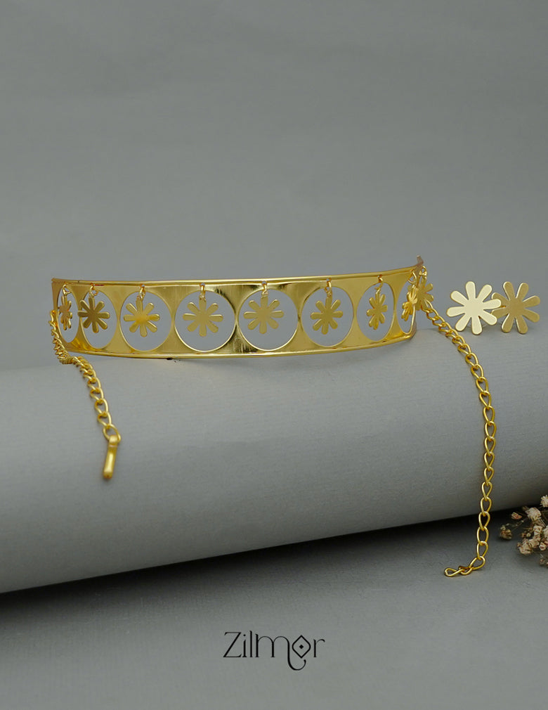 ZA1011161 - Hanging  Flower Collar Choker Necklace with Earrings 2-Zilmor