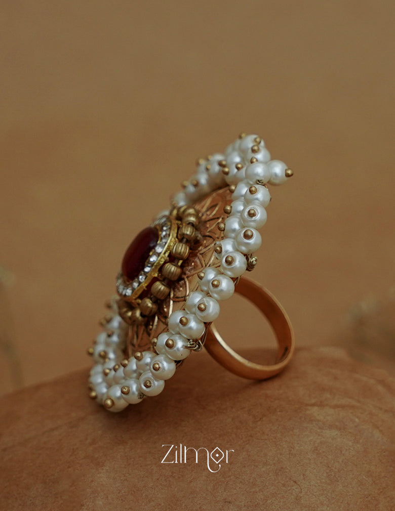 ZA1011167 - Pearl Cluster Adjustable Ring 5-Zilmor