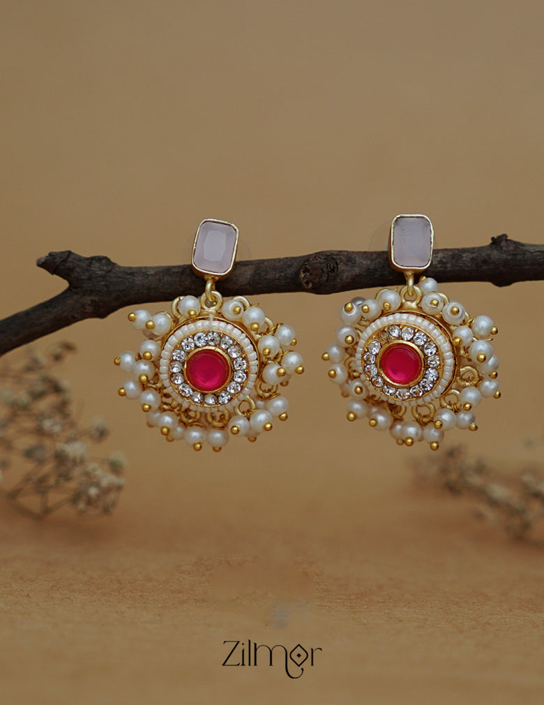 ZA1011170 - Glossy Stone Pearl Cluster  Earrings (color option) 1-Zilmor