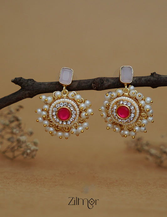 ZA1011170 - Glossy Stone Pearl Cluster  Earrings (color option)