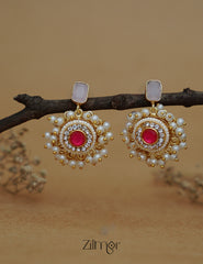ZA1011170 - Glossy Stone Pearl Cluster  Earrings (color option) 1-Zilmor