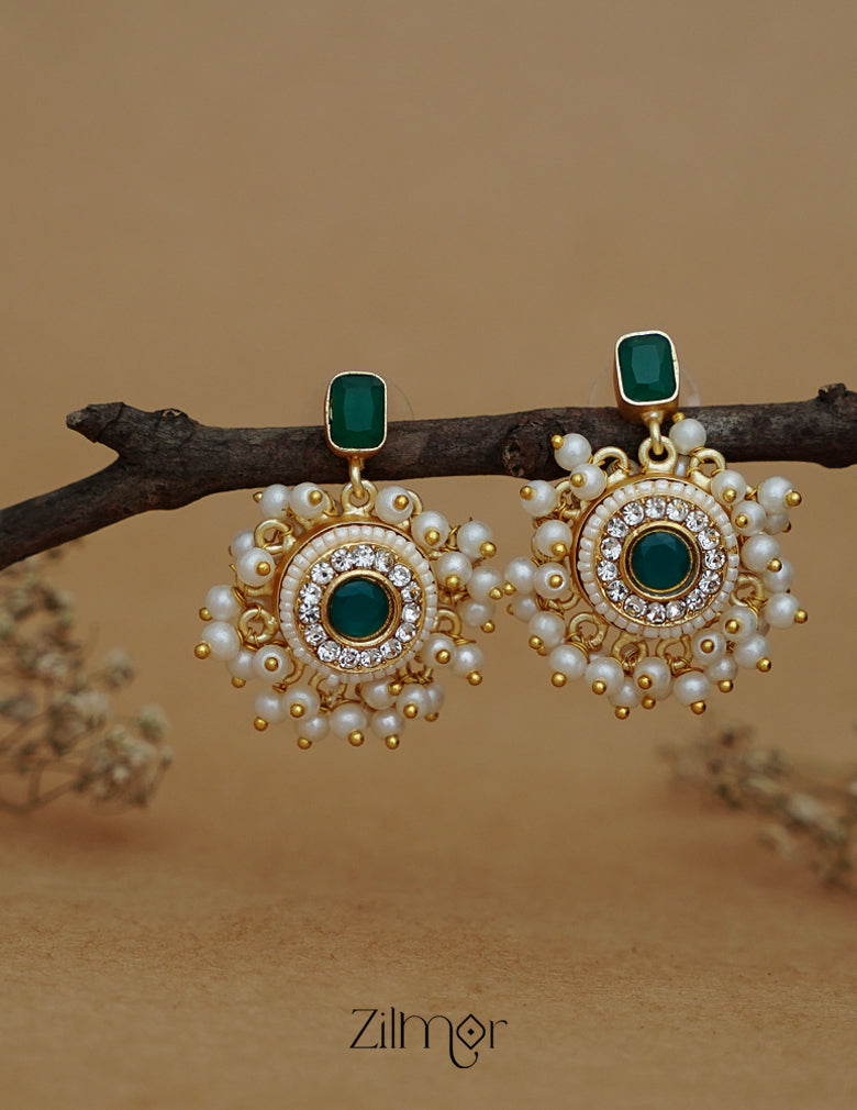 ZA1011170 - Glossy Stone Pearl Cluster  Earrings (color option) 3-Zilmor