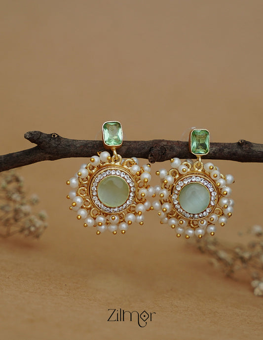 ZA1011171 - Glossy Stone Pearl  Cluster Earrings (color option)