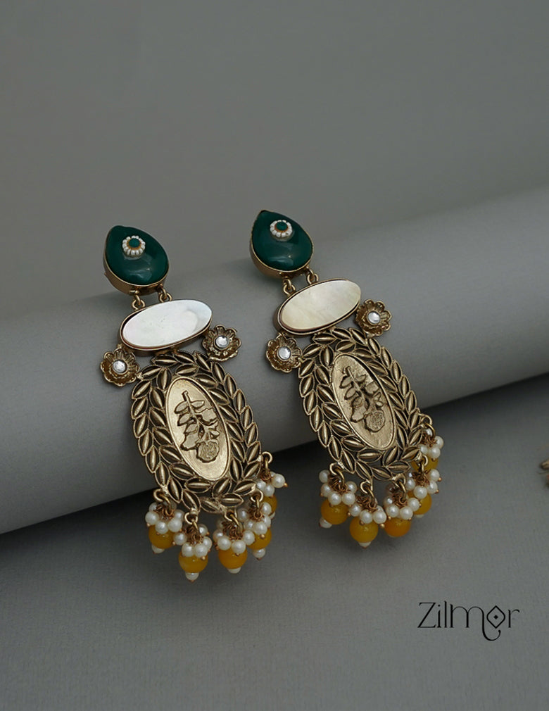 ZA1011174 - Kundan Pearl Drop Earrings(color option) 1-Zilmor