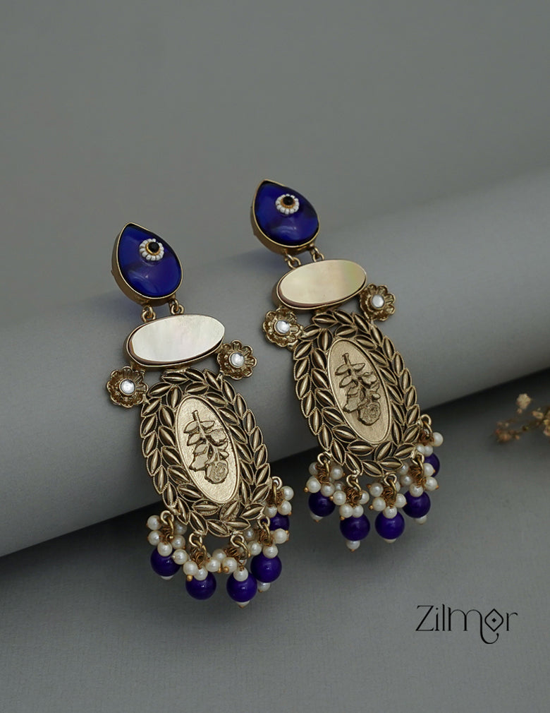 ZA1011174 - Kundan Pearl Drop Earrings(color option) 2-Zilmor