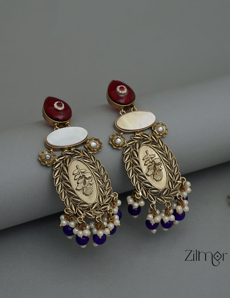 ZA1011174 - Kundan Pearl Drop Earrings(color option) 3-Zilmor