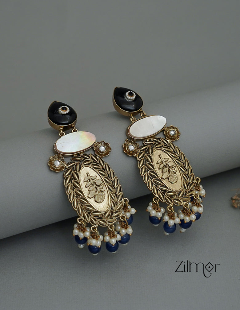 ZA1011174 - Kundan Pearl Drop Earrings(color option) 4-Zilmor