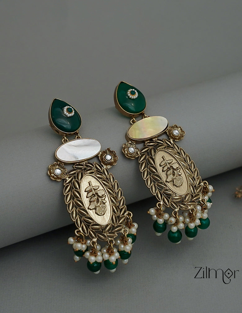 ZA1011174 - Kundan Pearl Drop Earrings(color option) 5-Zilmor