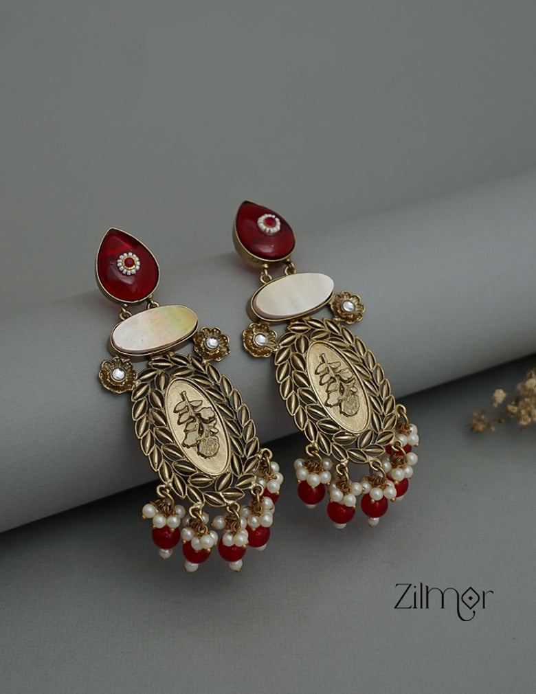 ZA1011174 - Kundan Pearl Drop Earrings(color option) 6-Zilmor