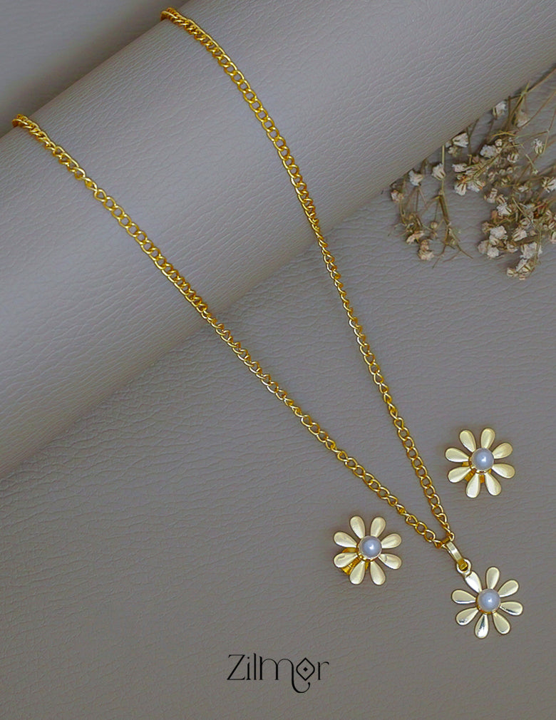 ZA1011176 - Pearl Flower Pendant Earrings Set 2-Zilmor