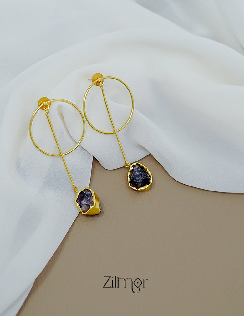 ZA1011441 - Natural Raw Stone Earring (color option) 2-Zilmor