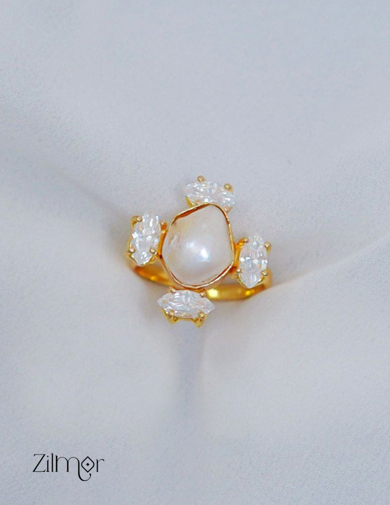 ZA1011444 -  AD Stone with  Pearl Ring 2-Zilmor