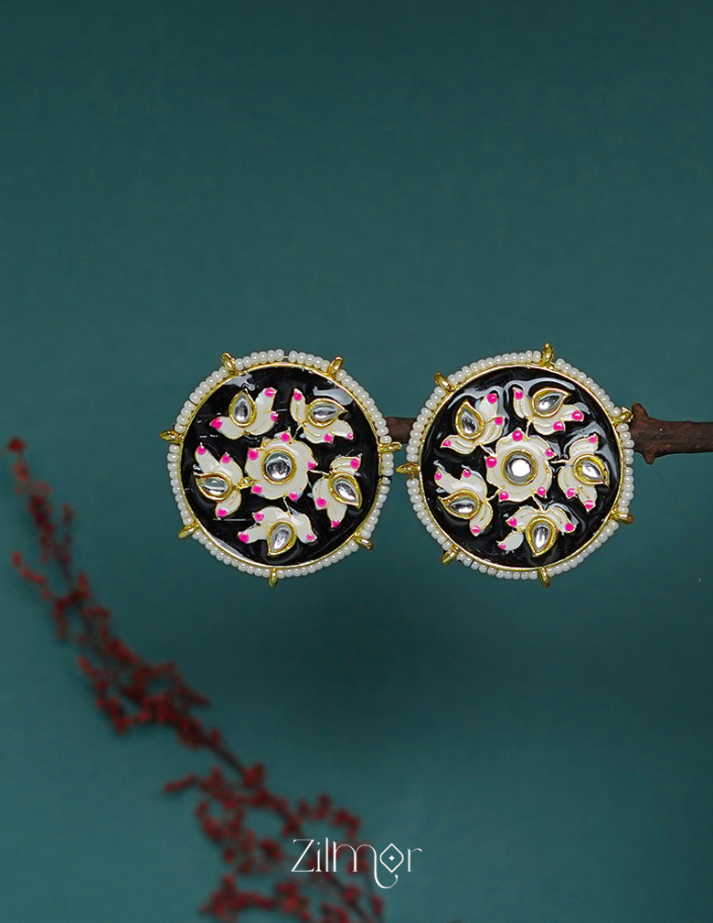 ZI1011286 - Meenakari Pearl Beaded Studs Earrings 2-Zilmor