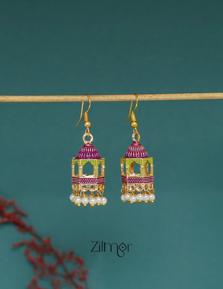 ZI1011287 - Meenakari Jhumka Earrings 2-Zilmor