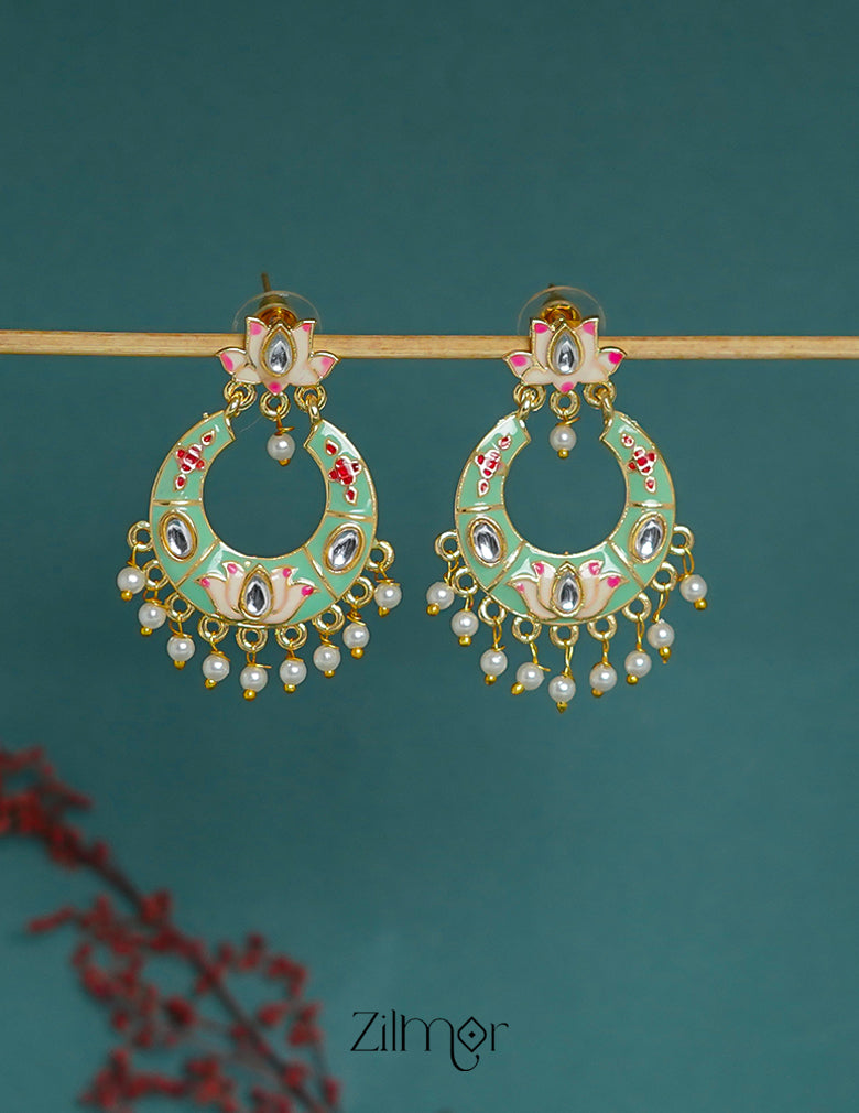 ZI1011291 - Meenakari Chandbali Earrings 2-Zilmor