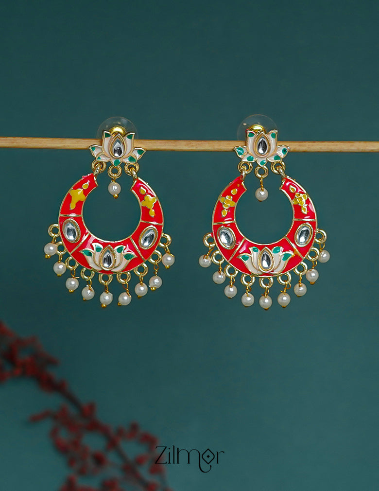 ZI1011291 - Meenakari Chandbali Earrings 1-Zilmor