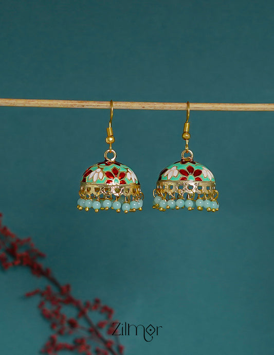 ZI1011292- Meenakari Jumkha Hoop Earrings