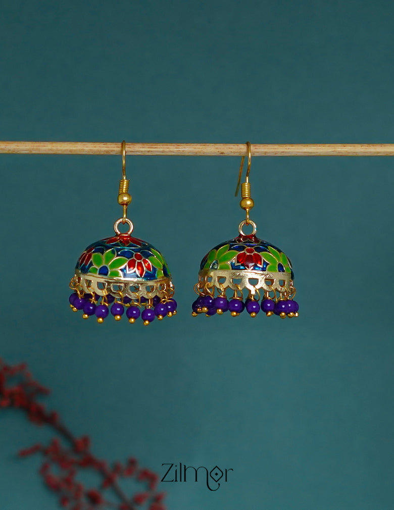 ZI1011292- Meenakari Jumkha Hoop Earrings 2-Zilmor