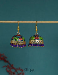 ZI1011292- Meenakari Jumkha Hoop Earrings 2-Zilmor