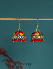 ZI1011292- Meenakari Jumkha Hoop Earrings 3-Zilmor