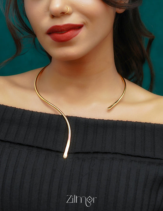 ZJ1011344 - Brass handmade hammered choker Necklace
