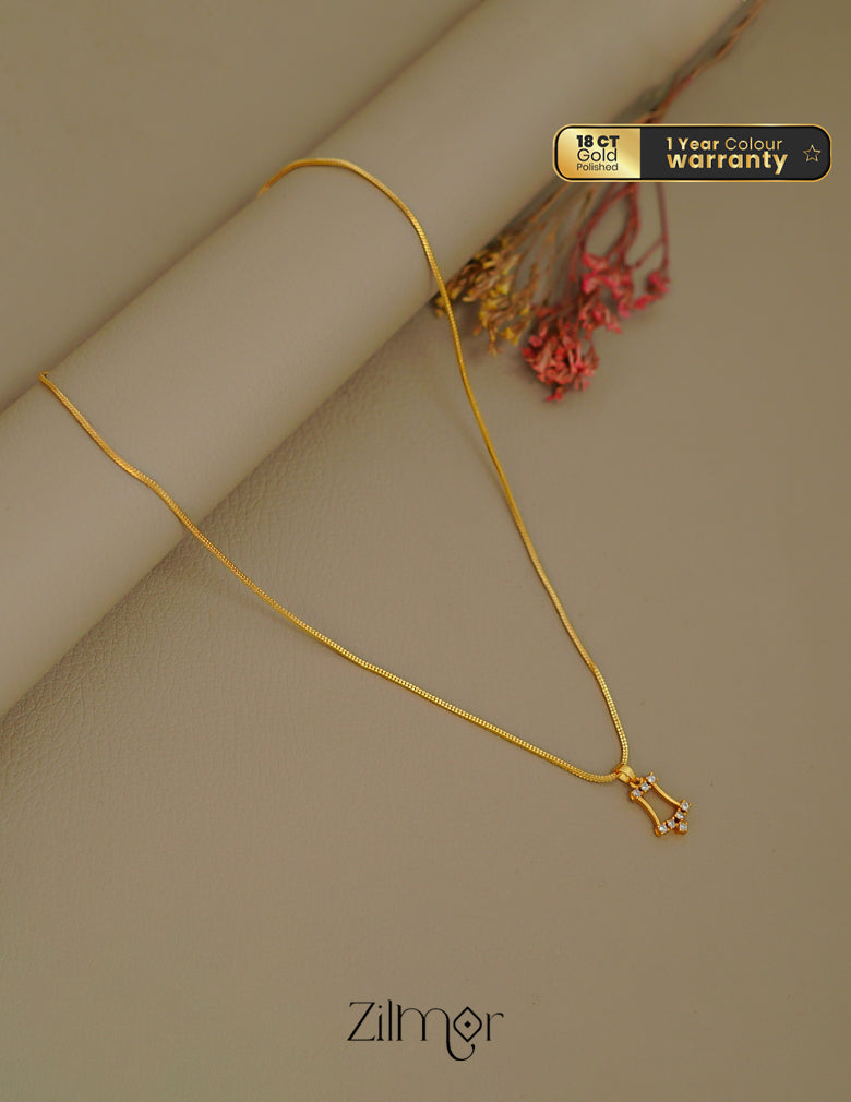 ZK1011392 -  Gold Tone AD Stone  Simple Necklace 2-Zilmor