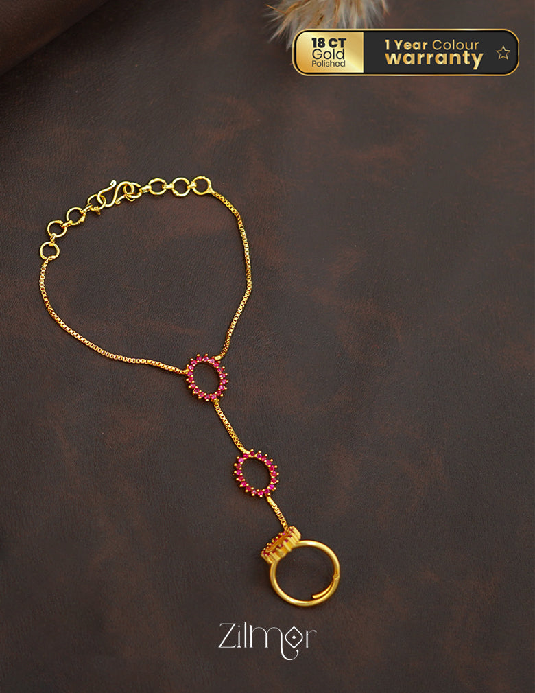 ZK1011393 - Gold Toned AD Stone Hand Bracelet