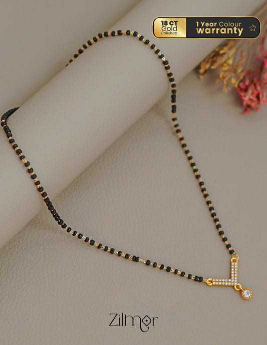 ZK1011394 - Gold Plated AD Stone Pendant Mangalsutra Necklace