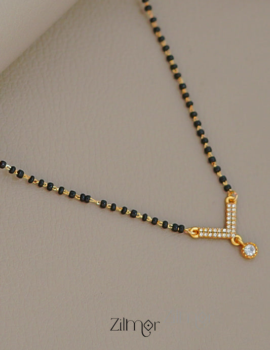 ZK1011394 - Gold Plated AD Stone Pendant Mangalsutra Necklace