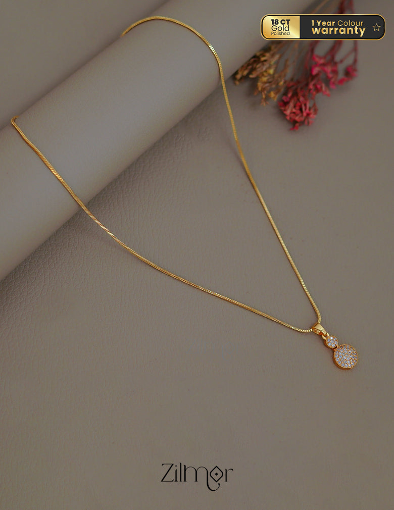 ZK1011398-  Gold Tone AD Stone  Simple Necklace 1-Zilmor