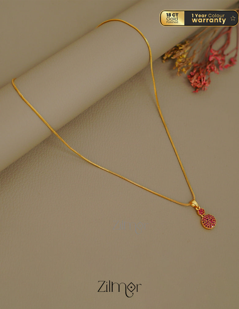 ZK1011398-  Gold Tone AD Stone  Simple Necklace 2-Zilmor