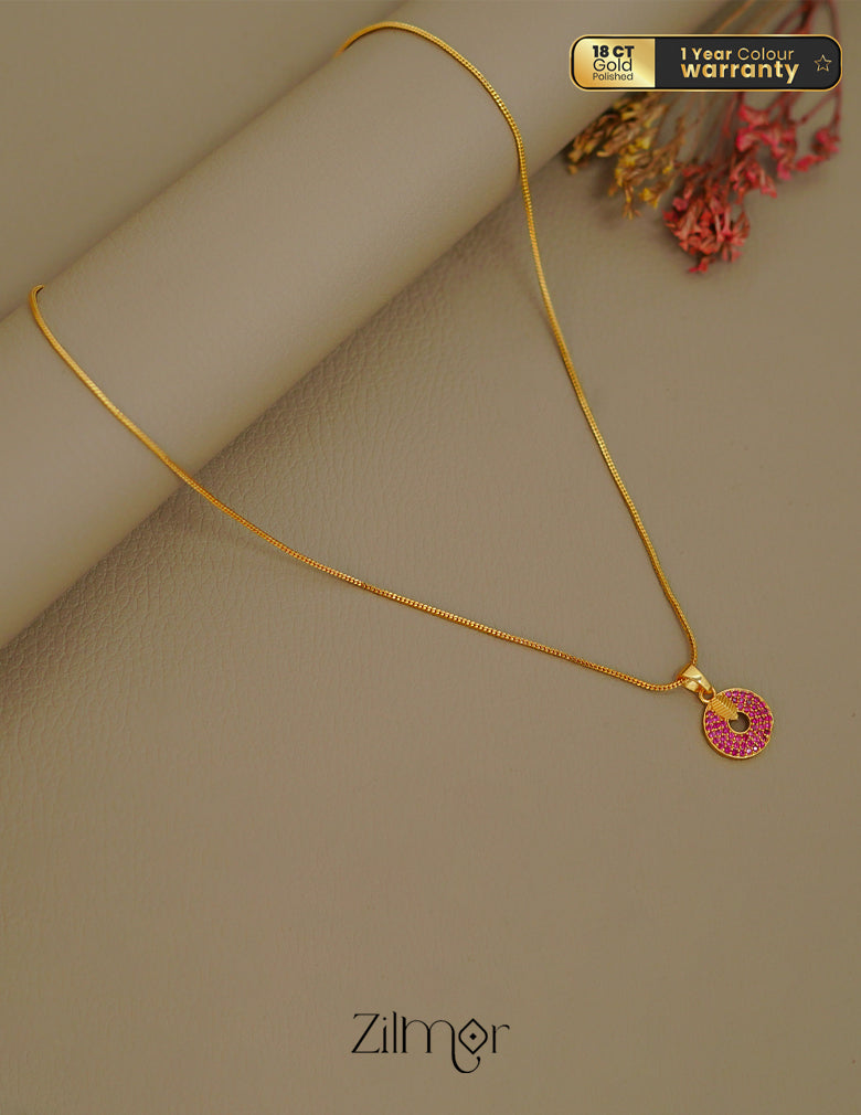 ZK1011403 -  Gold Tone AD Stone  Simple Necklace 1-Zilmor
