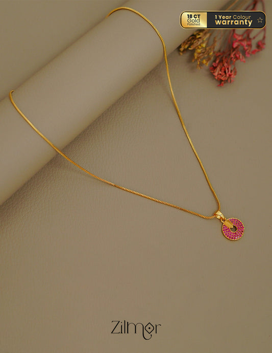 ZK1011403 -  Gold Tone AD Stone  Simple Necklace 1-Zilmor
