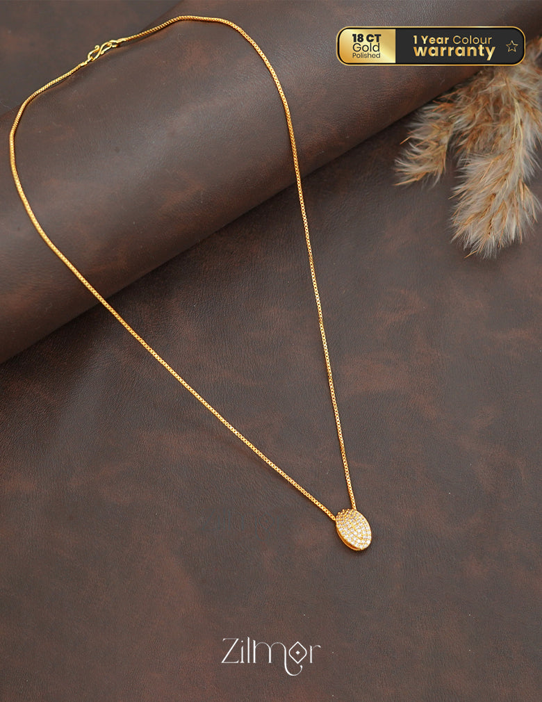 ZK1011406 -  Gold Tone AD Stone Pendant Simple Necklace 2-Zilmor