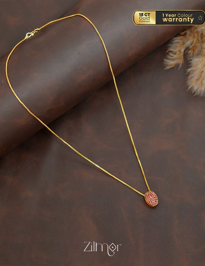 ZK1011406 -  Gold Tone AD Stone Pendant Simple Necklace 3-Zilmor