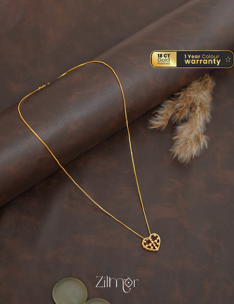 ZK1011407 -  Gold Tone AD Stone Pendant Simple Necklace 1-Zilmor