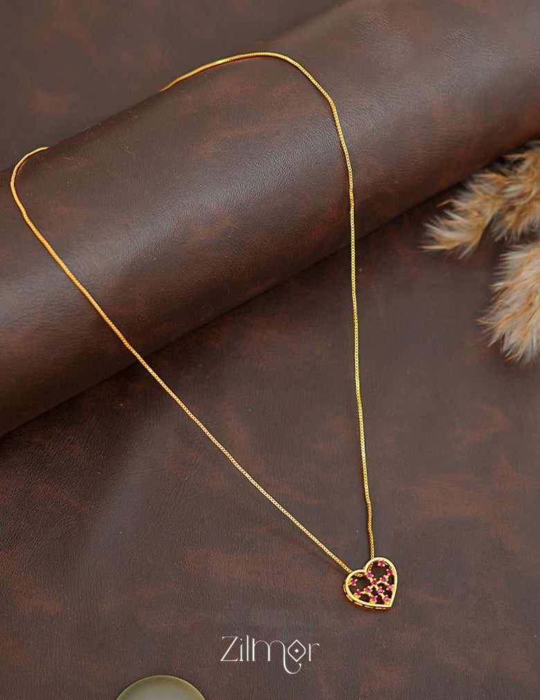 ZK1011407 -  Gold Tone AD Stone Pendant Simple Necklace 3-Zilmor