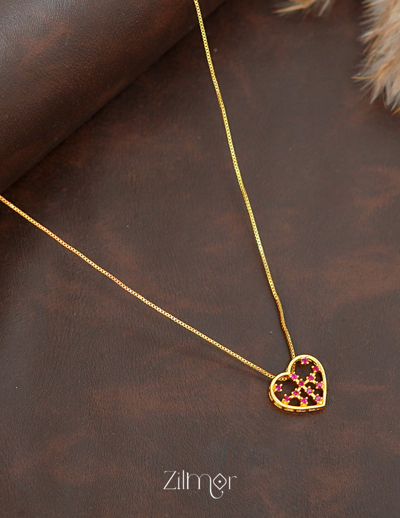 ZK1011407 -  Gold Tone AD Stone Pendant Simple Necklace 2-Zilmor