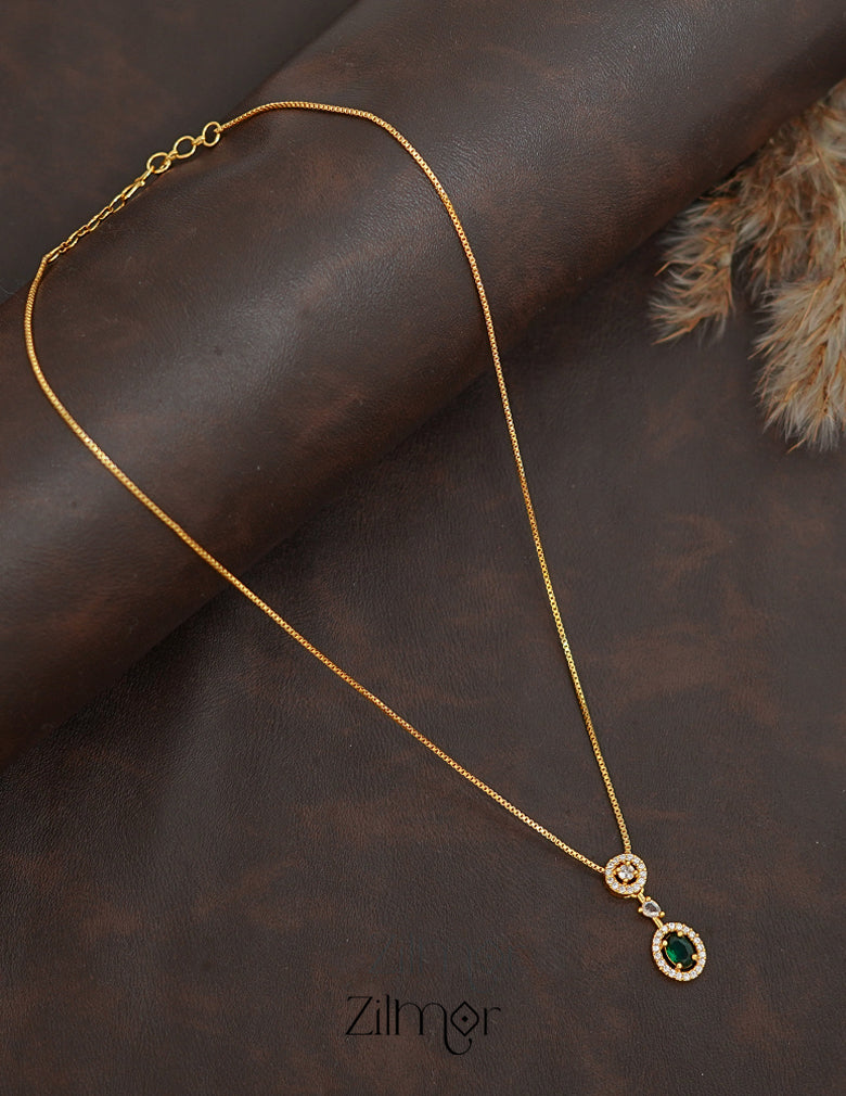 ZK1011408 -  Gold Tone AD Stone Pendant Simple Necklace 3-Zilmor