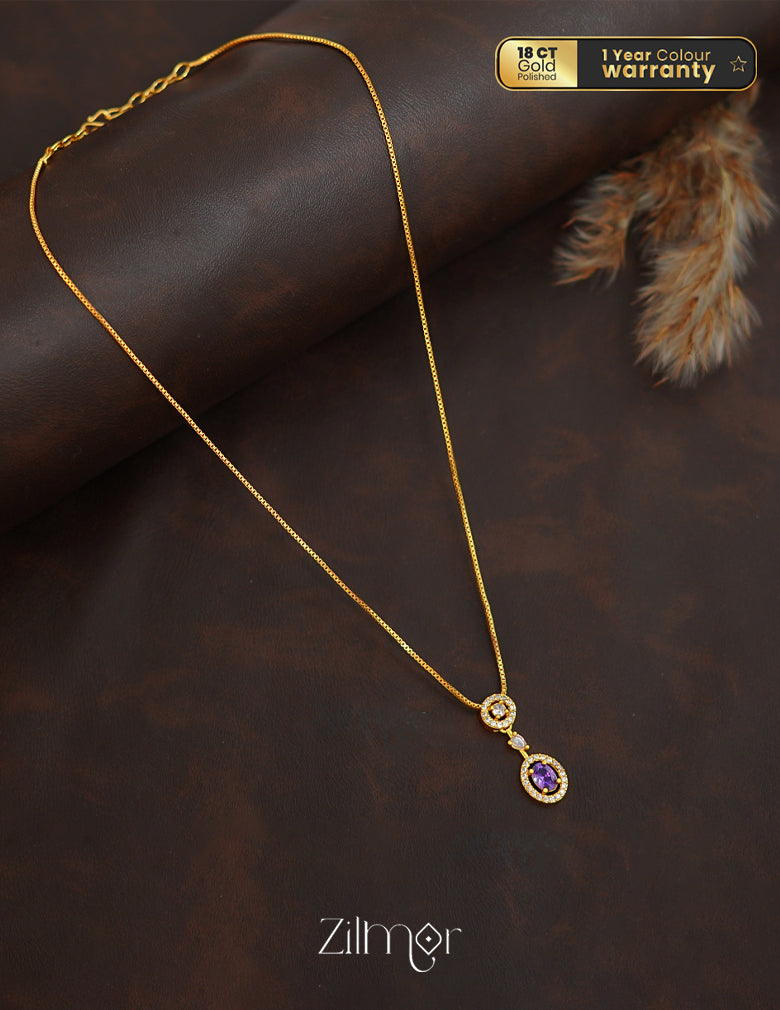 ZK1011408 -  Gold Tone AD Stone Pendant Simple Necklace 1-Zilmor