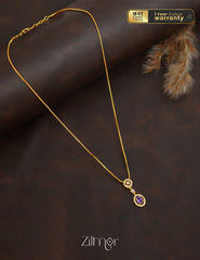 ZK1011408 -  Gold Tone AD Stone Pendant Simple Necklace 1-Zilmor