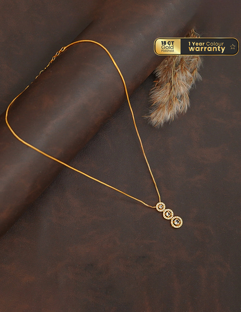 ZK1011409 -  Gold Tone AD Stone Pendant Simple Necklace 2-Zilmor